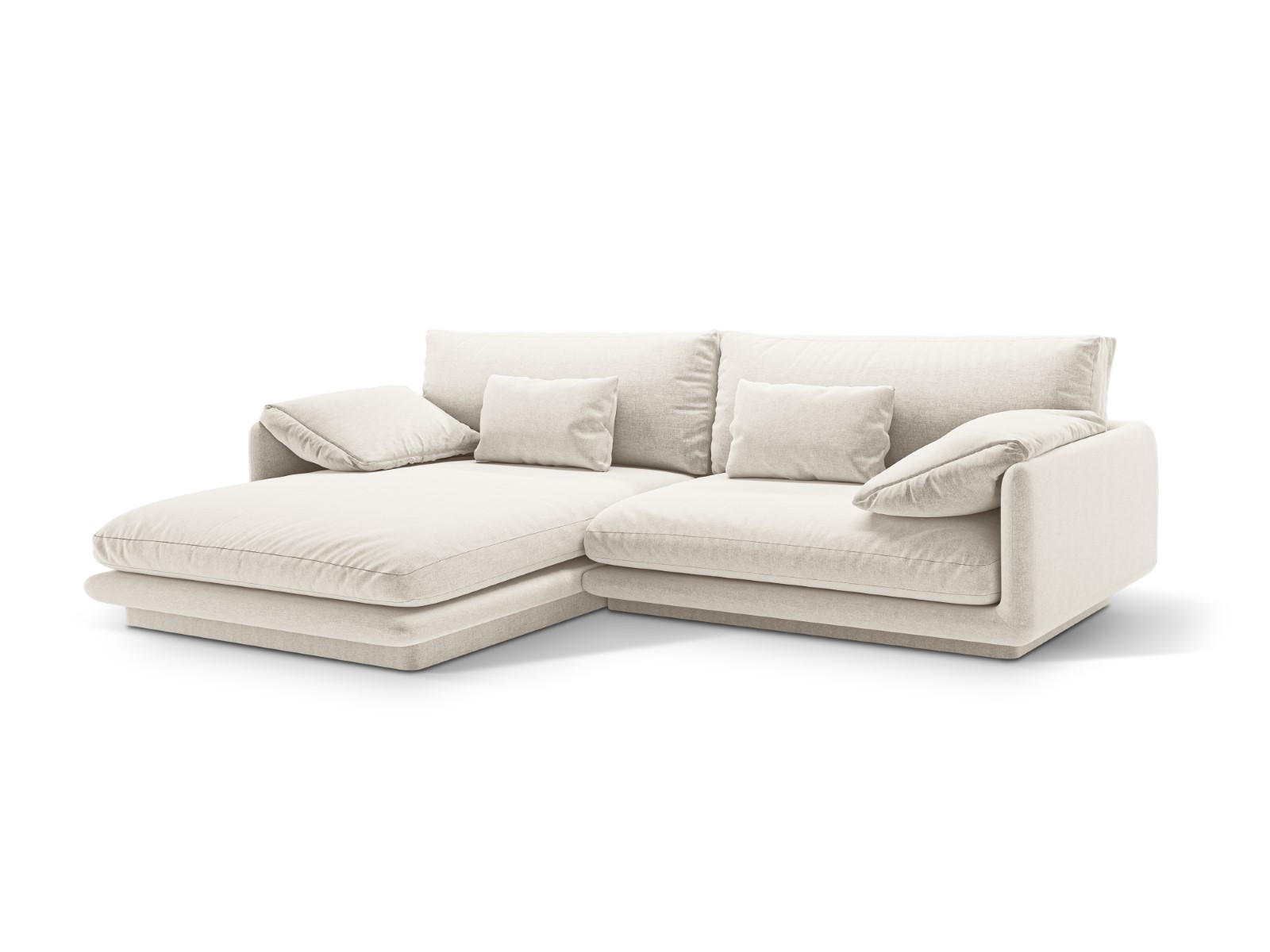 ECKSOFA links Torino aus strukturiertem Stoff elfenbein 4 Sitzplätze - Ecru, Textil (170/250cm) - Micadoni
