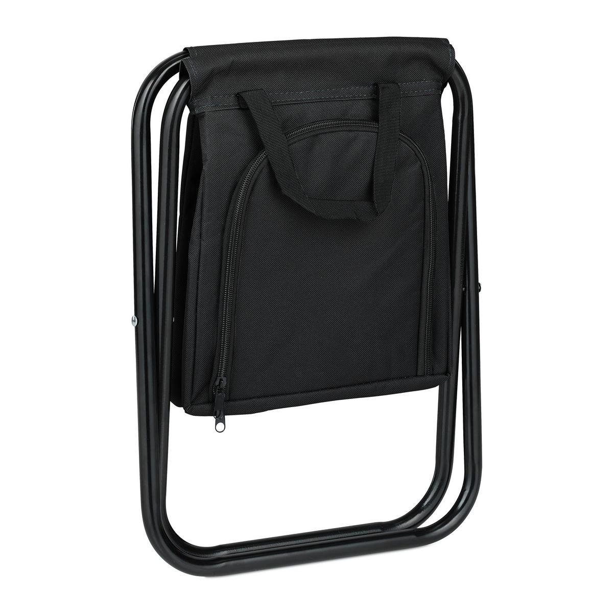 CAMPINGHOCKER - Schwarz, Textil/Metall (32/34/26cm) - Relaxdays