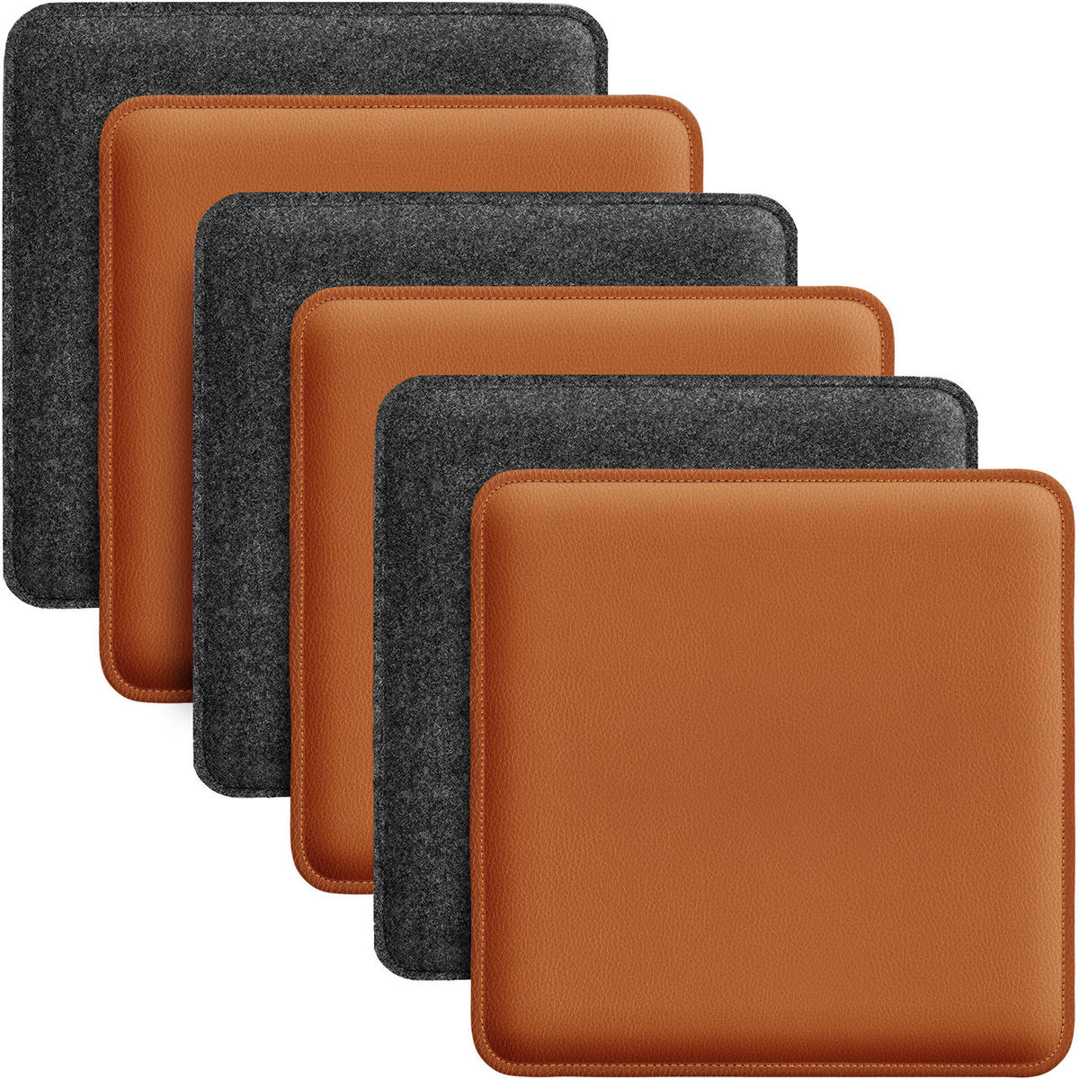 SITZKISSEN zum Wenden Filz und Kunstleder 6er Set - Dunkelgrau, Textil (35/35/2cm) - Miqio Design