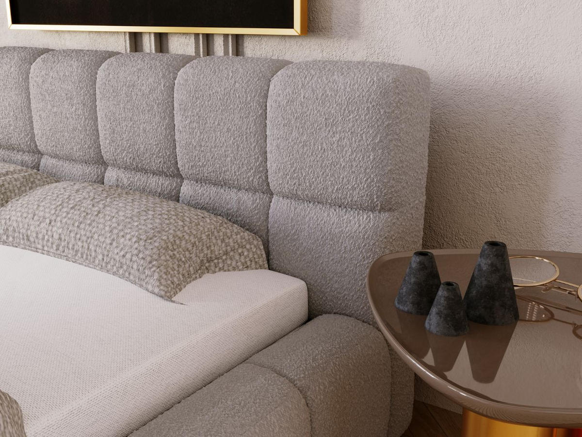 POLSTERBETT Alicante Bouclé-Stoff 160x200 Hellgrau - Hellgrau, Textil (160/200cm) - Graingold