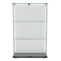 LED-VITRINE, 3-stufig mit Doppeltüren, Schwarzrahmen - Schwarz, Glas (78.5/123.3/35cm) - Joyfair