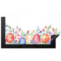 HERDABDECKPLATTE Blumengarten - Bunt - Eier Induktionsschutz 91.6x52.7 cm - Weiß, Kunststoff (91.6/52.7/0.2cm) - MuchoWow