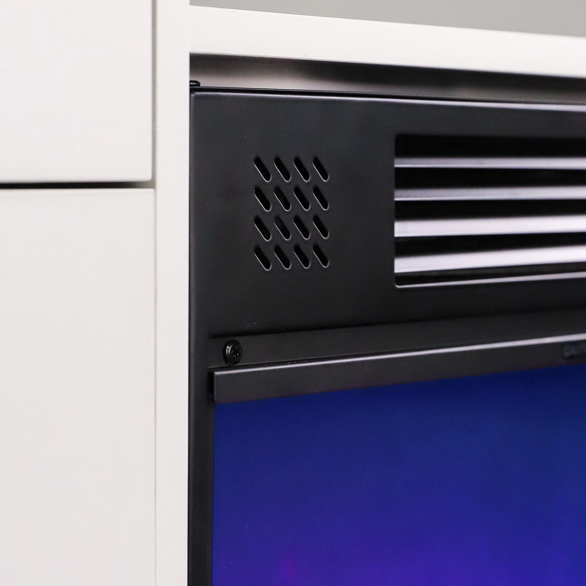 TV-SCHRANK mit Elektrokamin Beleuchtung RGB Lowboard 6 Schubladen 180/40/65CM - Weiß/Grau, Glas/Metall (180/65/40cm) - VANITII