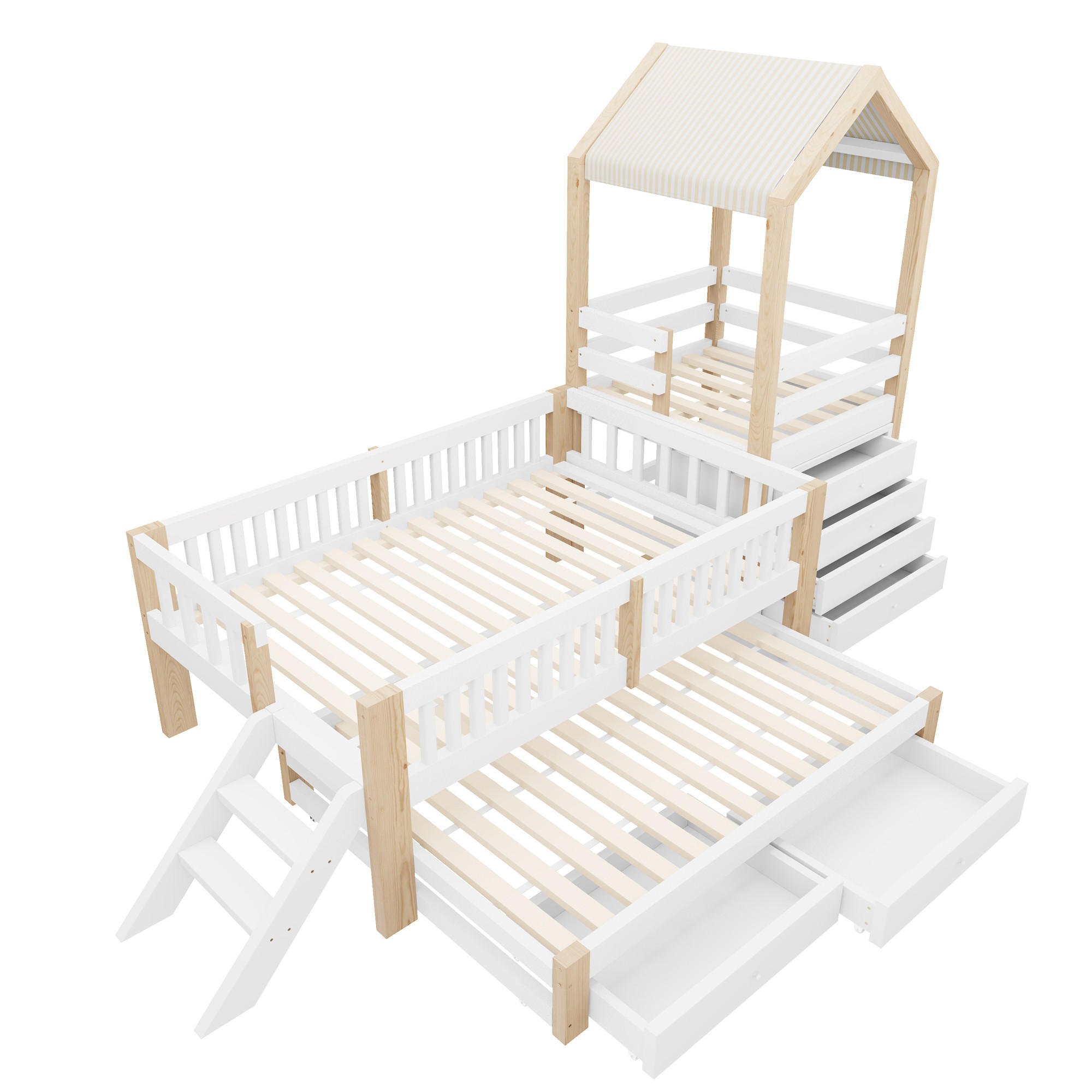ComfortXL Hausbett Natur, Weiß 90x200 cm