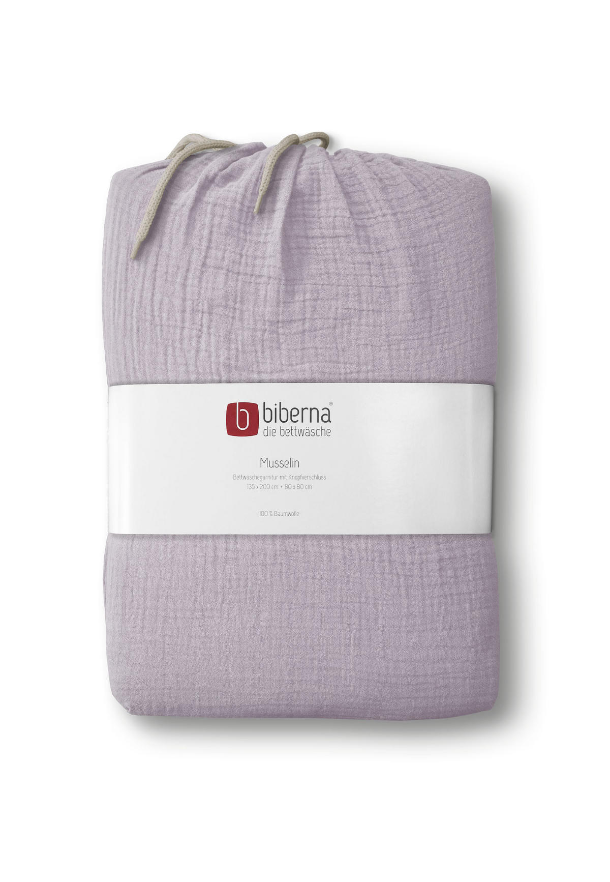 BETTWÄSCHE-GARNITUR Musselin UNI flieder, 155x220 cm + 80x80 cm - Flieder, Textil (155/220cm) - biberna