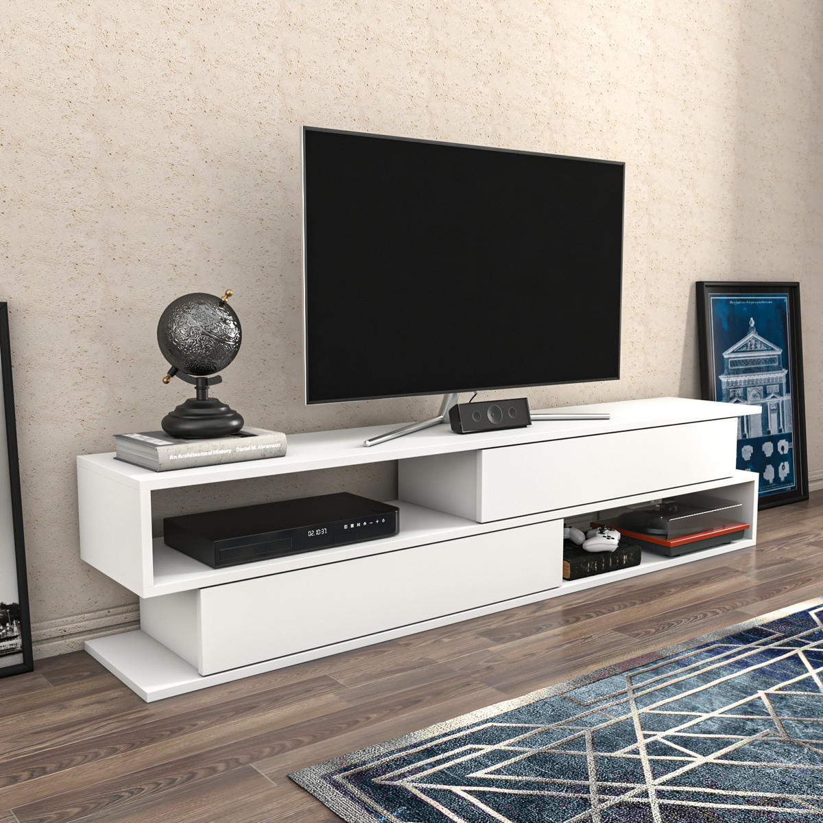 TV-ELEMENT Cortez Weiß - Weiß, Holzwerkstoff (35/40/160cm) - Decorotika