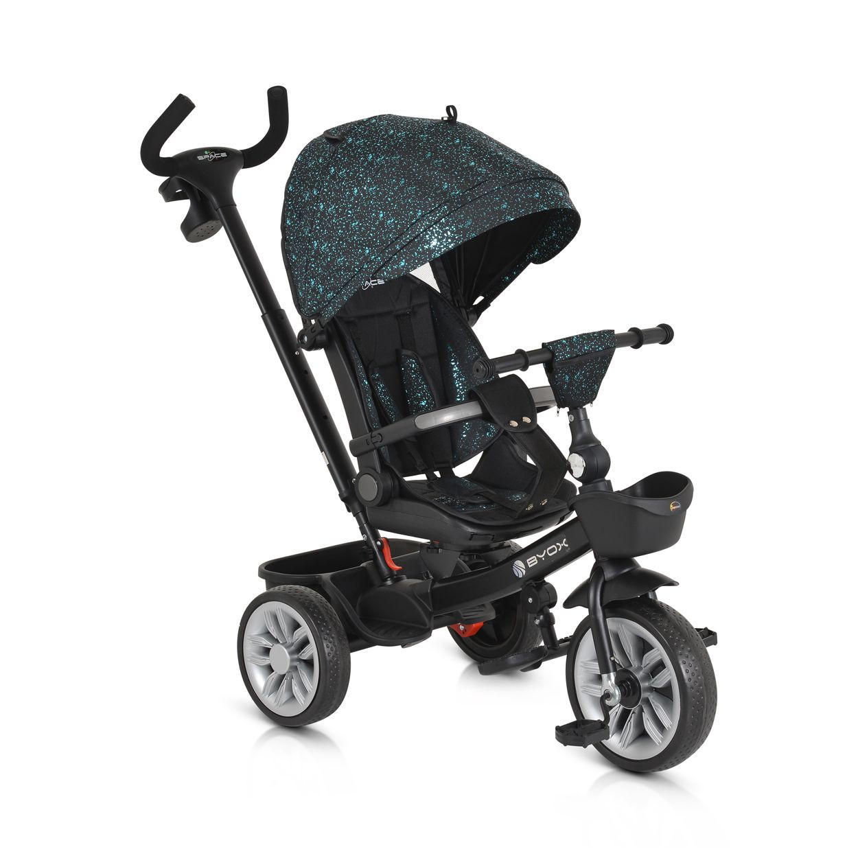 DREIRAD Space 3 in 1 grün Getränkehalter, Korb, Schiebegriff, EVA-Räder - Grün, Metall (89/51/98cm)