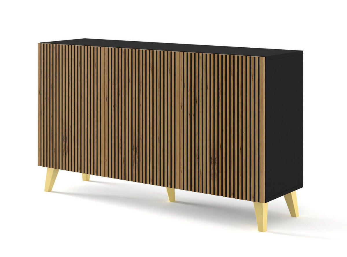 SIDEBOARD SCHWARZ - Schwarz, Holzwerkstoff (150/87/42cm) - FURNLUX