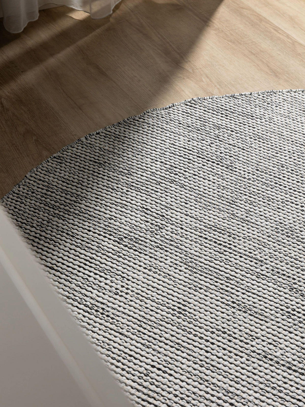 BAUMWOLLTEPPICH Ron handgewebt ø 240 cm rund - Schwarz, Naturmaterialien/Textil (240/240cm) - benuta