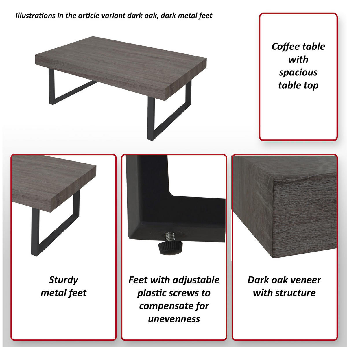 COUCHTISCH rechteck Schwarz - Schwarz, Holz (60/110/40cm) - MCW