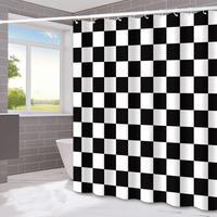 DUSCHVORHANG Schwarz Weiß kariert 180 x 180 cm wasserdicht fürs Badezimmer - Multicolor, Textil (180/180cm) - MCBOSON