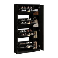 SCHUHSCHRANK aus Spanplatte 80x24x147cm in Schwarz mit Spiegeltüren - Schwarz, Holzwerkstoff (80/147/24cm) - Modfu