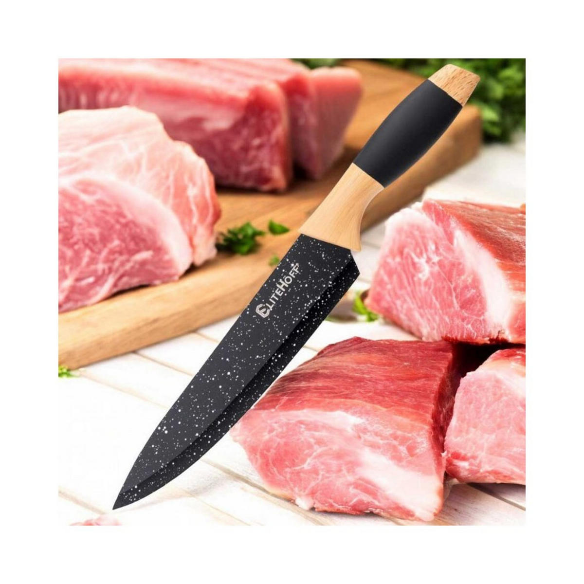 KÜCHENMESSERSET 59278 - Schwarz, Metall - Elitehoff