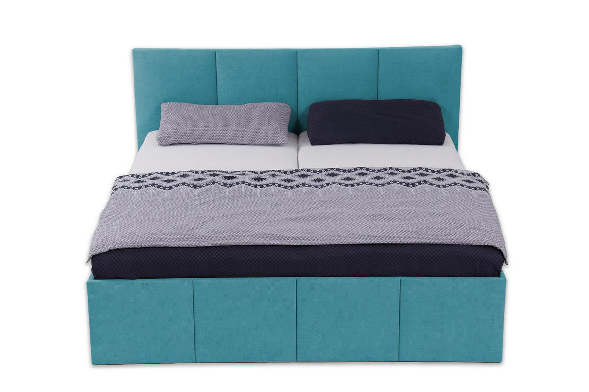 POLSTERBETT Dalas Blau 200 x 200 x 40 cm Stauraum Mit hochwertiger Matratze H2 (bis 100 kg) und Lattenrost - Blau, Holz (200/200cm) - Halmon Schlafkomfort Betten 