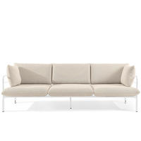 GARTENSOFA RAMBE 3-Personen mit Kissen, Weiß - Beige/Weiß, Textil/Metall (225/80/80cm) - KONSIMO®