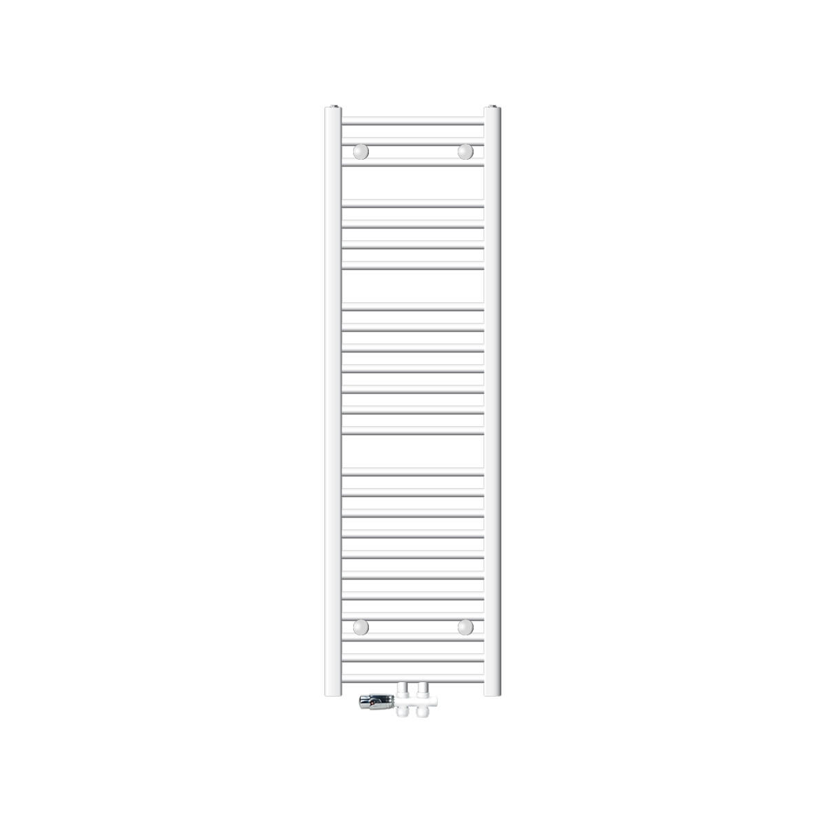 BADHEIZKÖRPER Sahara 400x1500 mm Weiß gerade mit Ventil Durchgang - Weiß, Metall (40/150/3cm) - LuxeBath