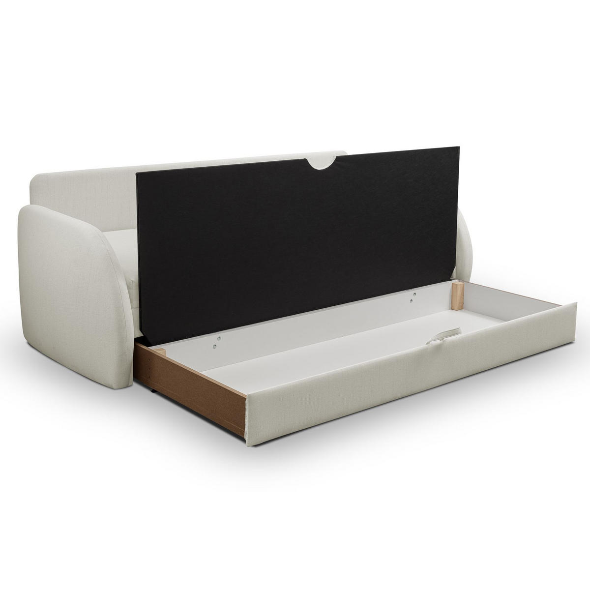 SCHLAFSOFA Diego creme - Creme/Schwarz, Kunststoff/Textil (221/90/91cm) - Selsey