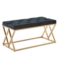 SITZBANK – Samt, Chesterfieldmuster, 90 cm, Metallgestell Gold - Goldfarben/Schwarz, Textil/Metall (90/46/44cm) - KADIMA DESIGN