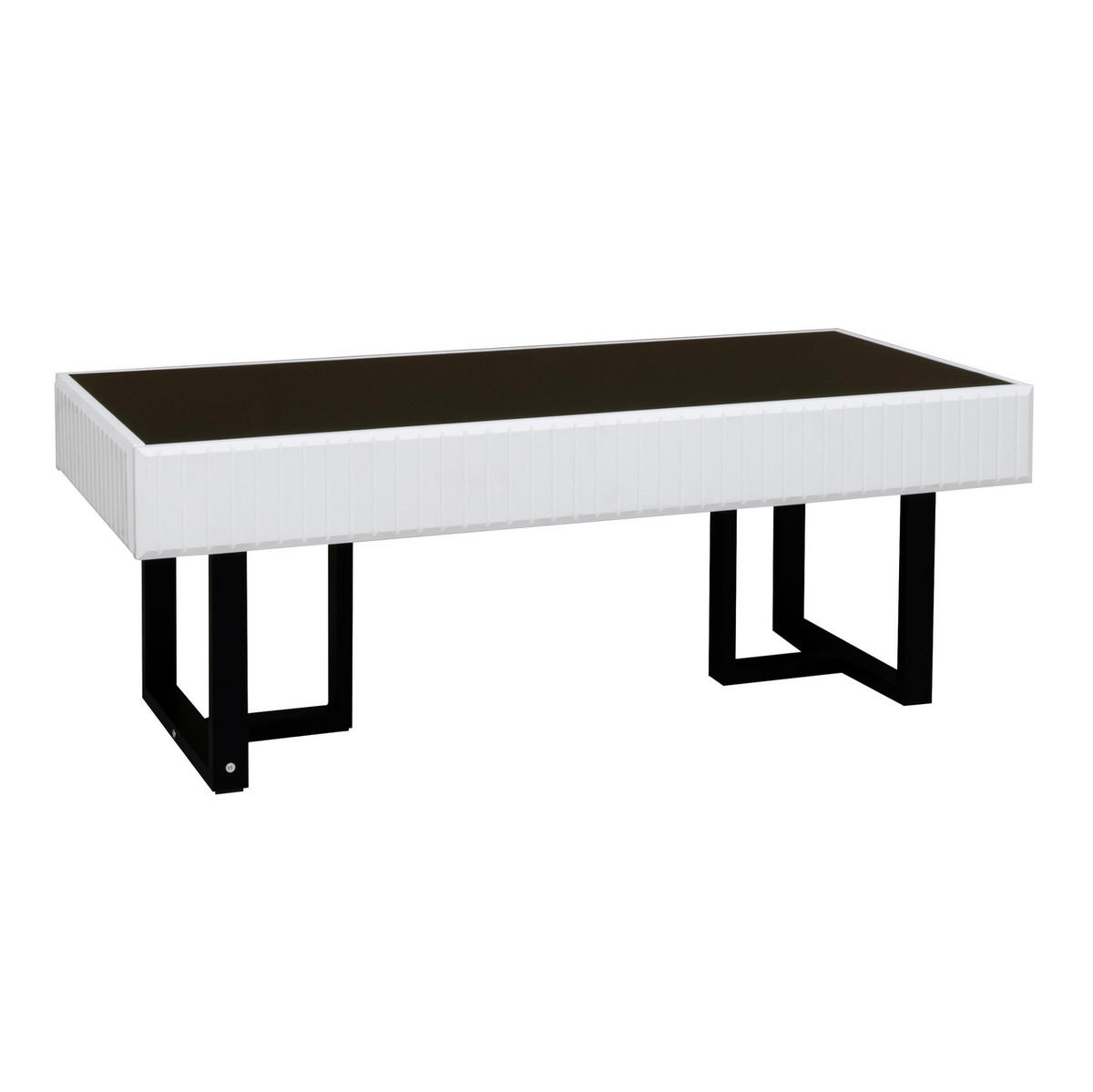 COUCHTISCH Hochglanz 110 x 50,5 x 41 cm Schwarz-Weiß - Schwarz, Metall (110/50.5/41cm) - Meubliv