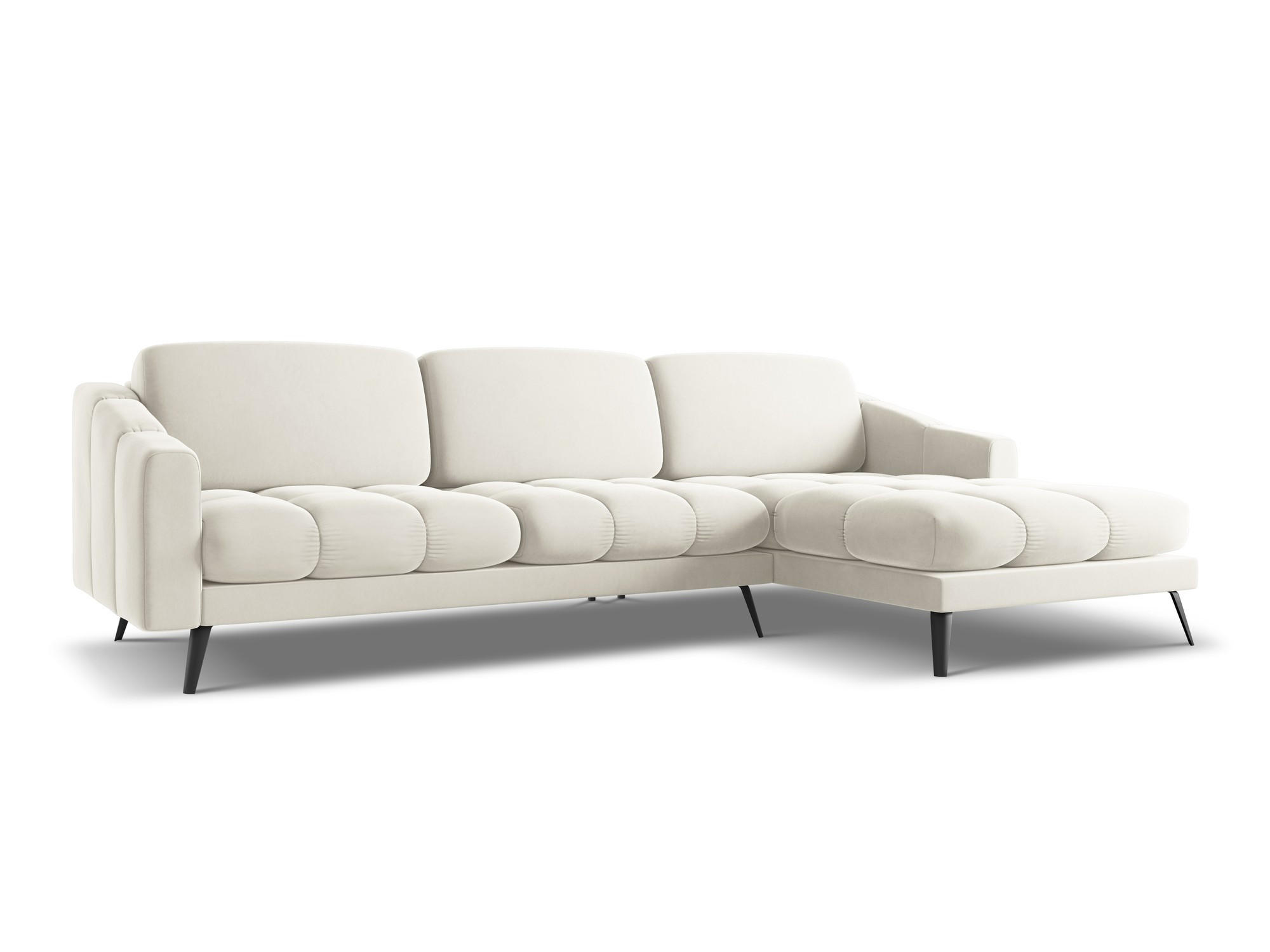 ECKSOFA Rechts Samt Stoff Beige - Beige/Creme, Textil/Metall (264/160cm) - Makamii