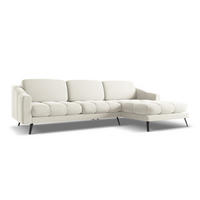 ECKSOFA Rechts Samt Stoff Beige - Beige/Creme, Textil/Metall (264/160cm) - Makamii