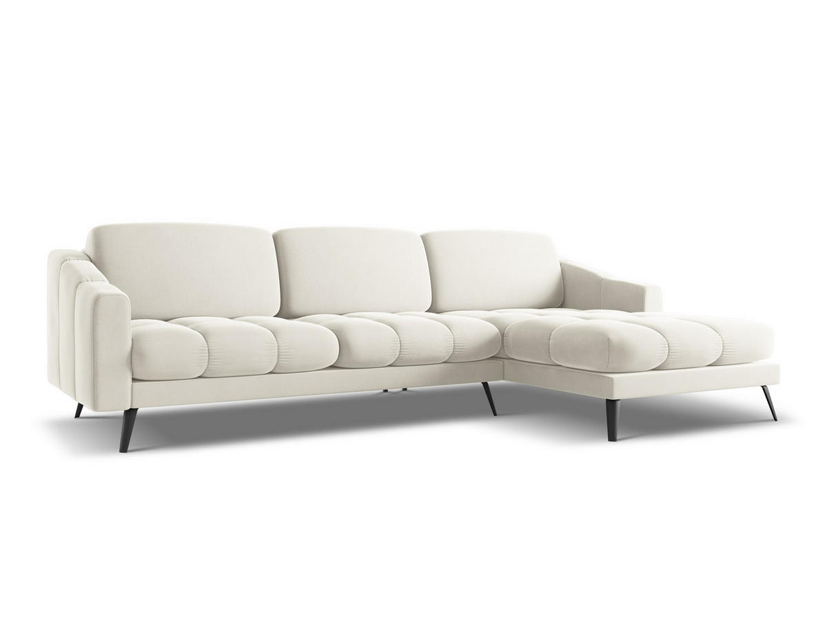 ECKSOFA Rechts Samt Stoff Beige - Beige/Creme, Textil/Metall (264/160cm) - Makamii