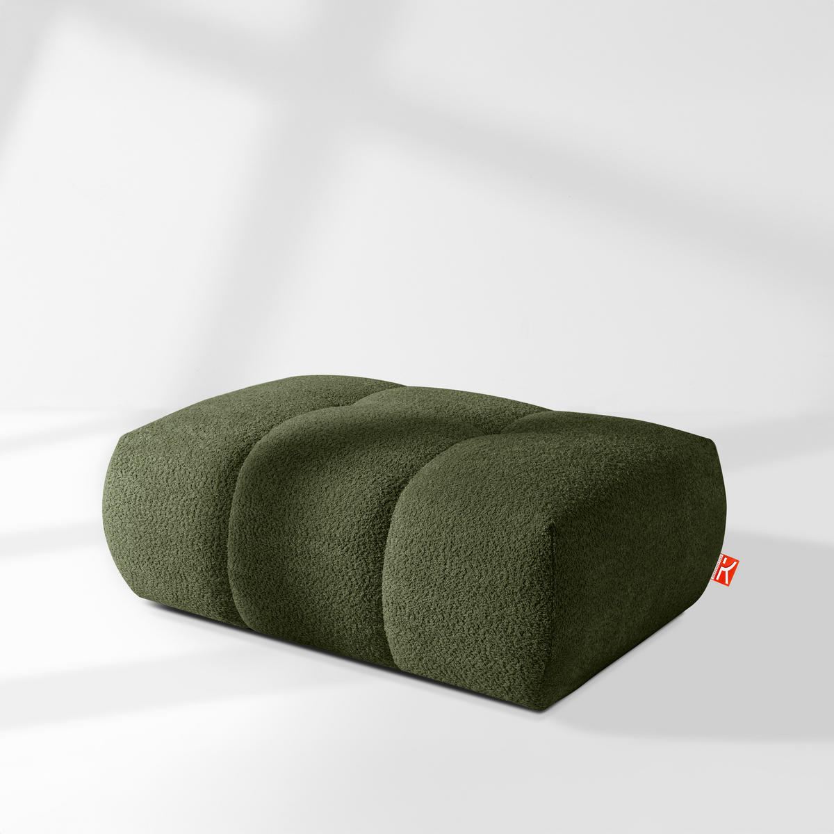 POUF LIRA, Olivgrün, Bouclé - Olivgrün, Holz/Holzwerkstoff (96/43/50cm) - KONSIMO®