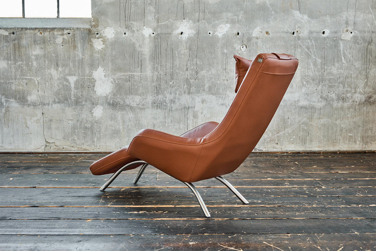 RELAXLIEGE CAVAL Braun Leder - Silberfarben/Braun, Leder/Metall (79/95/157cm) - KAWOLA