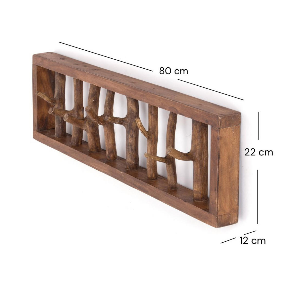 WANDGARDEROBE TREIBHOLZ UNIKAT 80 Recyclingholz massiv, 8 Haken 01 natur-vintage - Naturfarben, Holz (80/22/12cm) - DESIGN DELIGHTS