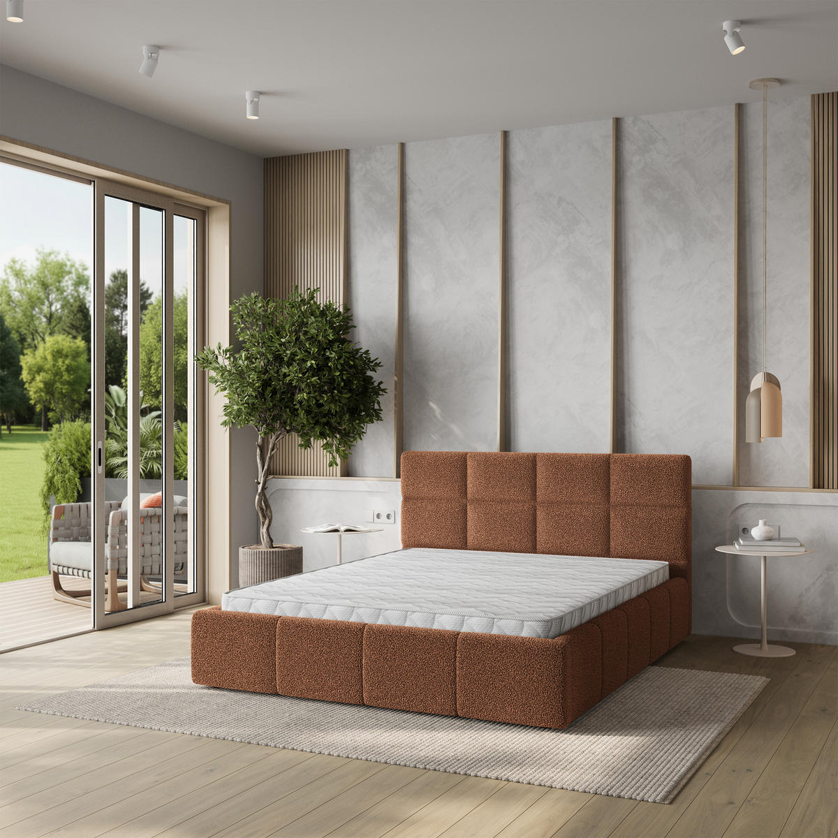 POLSTERBETT COMO 160x200 cm mit Bettkästen - Kupferfarben - Kupferfarben, Holz (160/200cm) - MASSENO