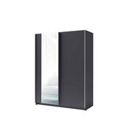 SCHWEBETÜRENSCHRANK ELRON 180,6/198,5/62cm 2-türig mit Spiegel Graphitfarben - Graphitfarben, Holzwerkstoff (180.6/198.5/62cm) - MASSENO
