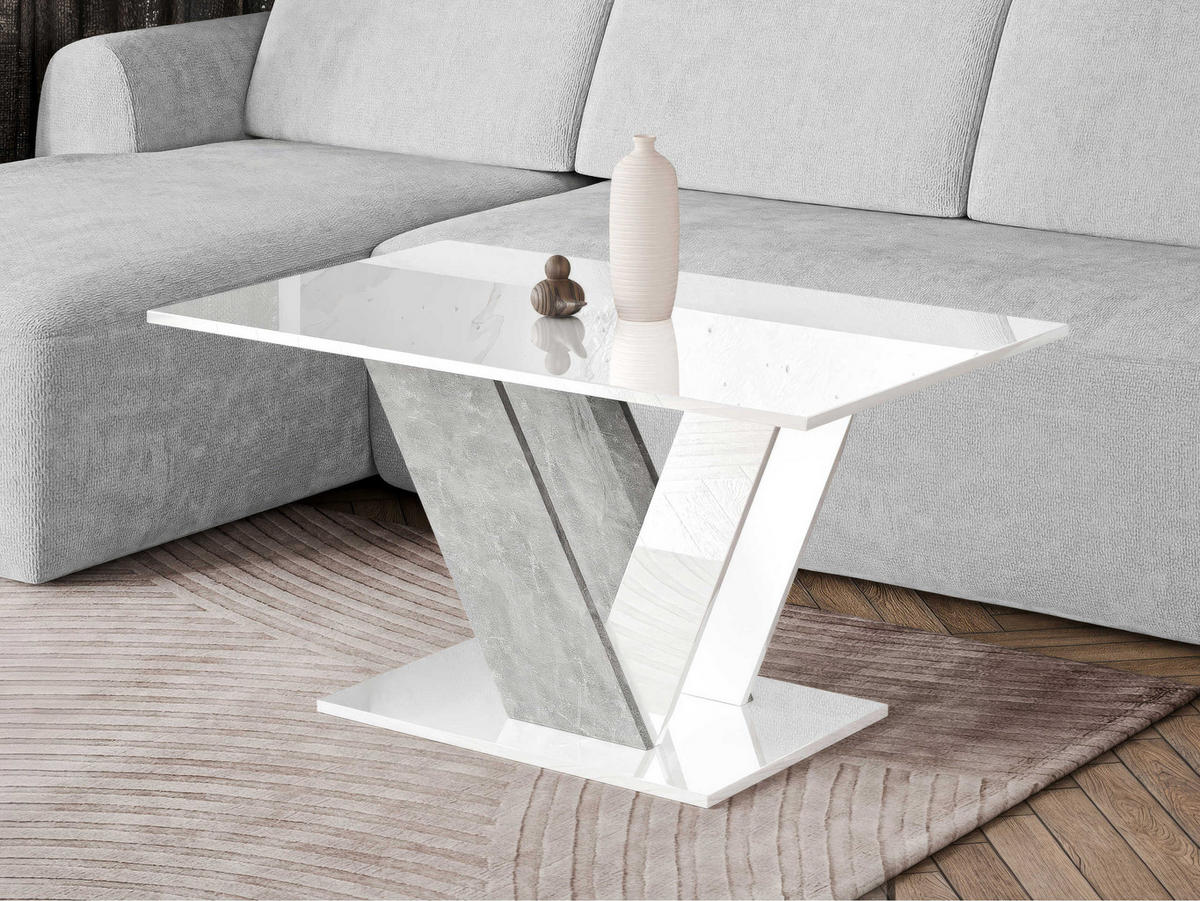 COUCHTISCH Dubai - Weiß Hochglanz/Grau, Holzwerkstoff (60/100/55cm) - MIRJAN24