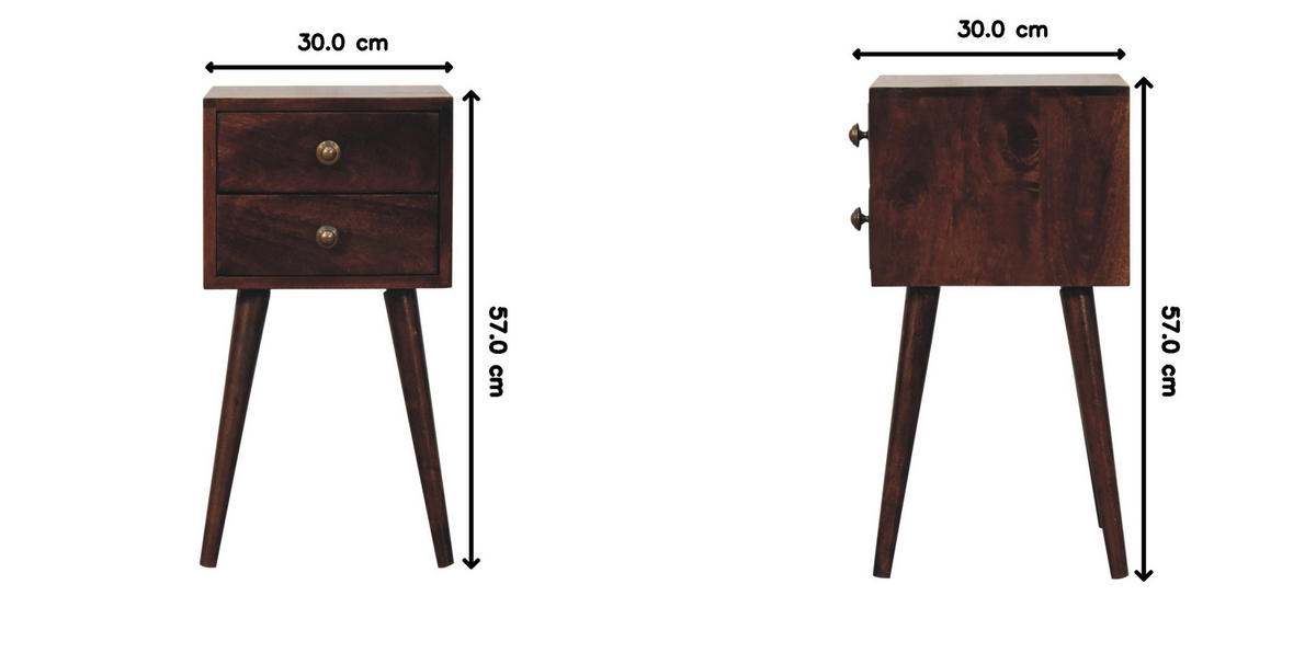 NACHTTISCH California Walnuss-Finish, 2 Schubladen, Dunkelbraun - Dunkelbraun, Holz (30/57/30cm) - Artisan Furniture