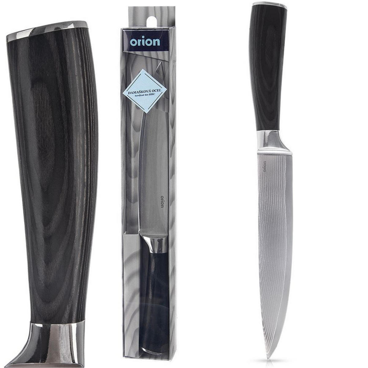 KÜCHENMESSER DAMASKUS Schwarz Silber - Schwarz, Metall (30.5cm) - Orion 