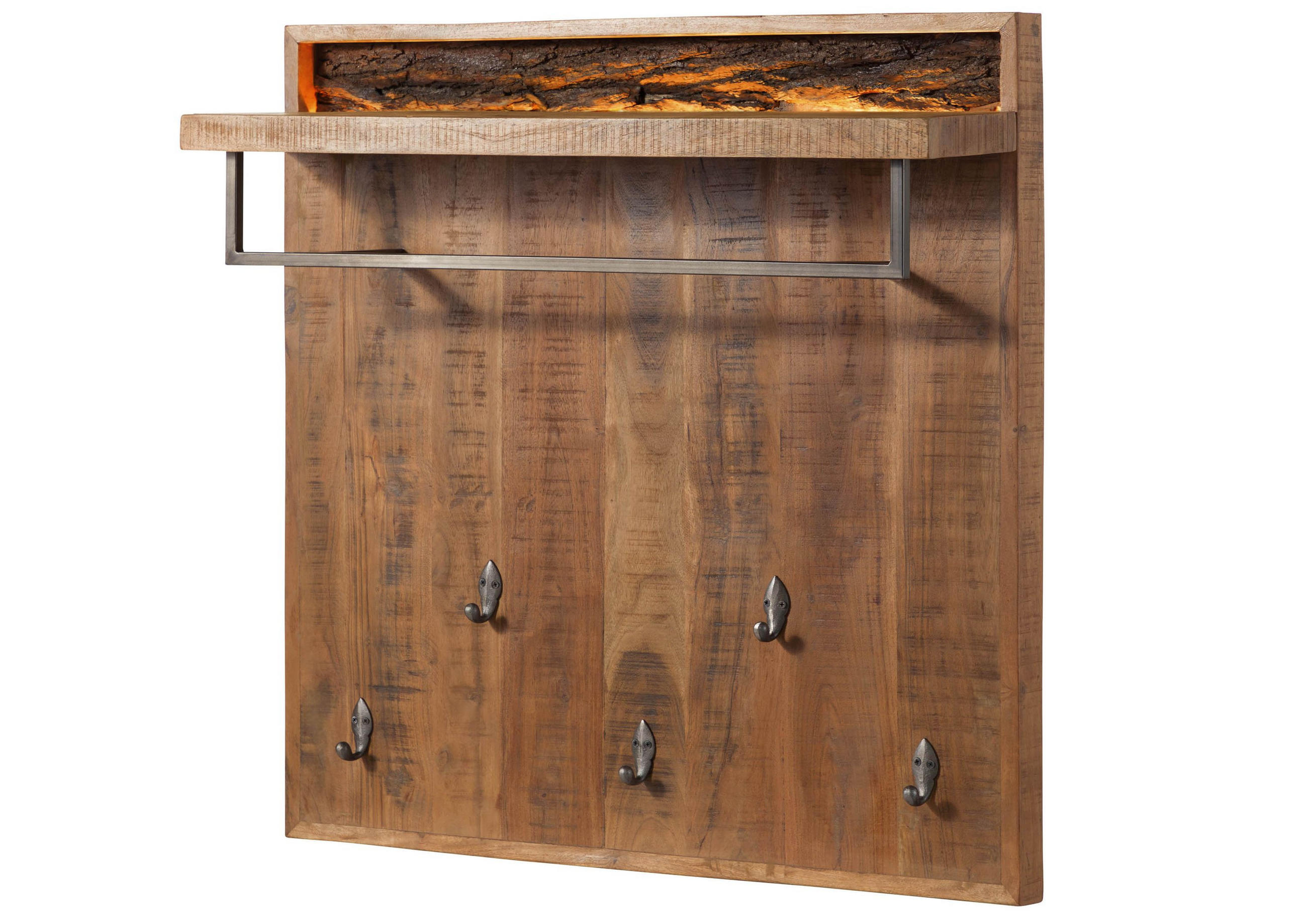 WANDGARDEROBE Akazie 88x25x88 natur lackiert BARK #119 - Braun, Holz (88/88/25cm) - Massivmoebel24