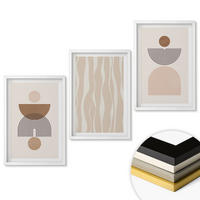 WANDBILDER 3er-Set - 40x60 cm Weißer Rahmen - Abstrakte Formen braun beige - Weiß, Kunststoff (40/60cm) - ArtPrintCave
