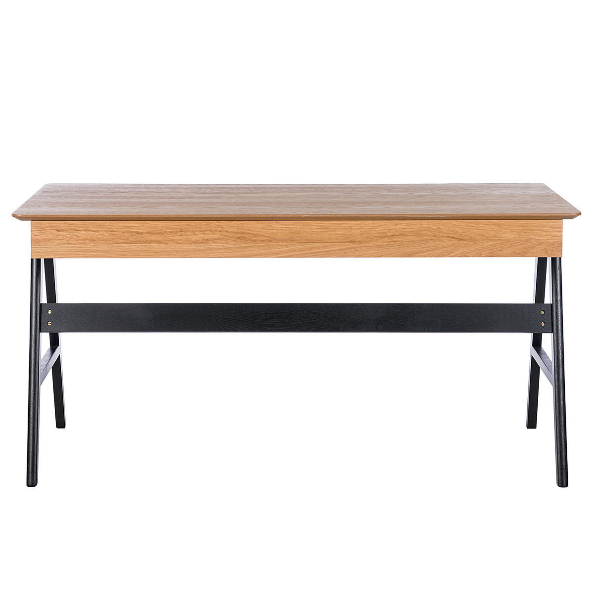 SCHREIBTISCH - Eiche teilmassiv - Eichefarben/Schwarz, Holz/Holzwerkstoff (76/150/75cm) - home24