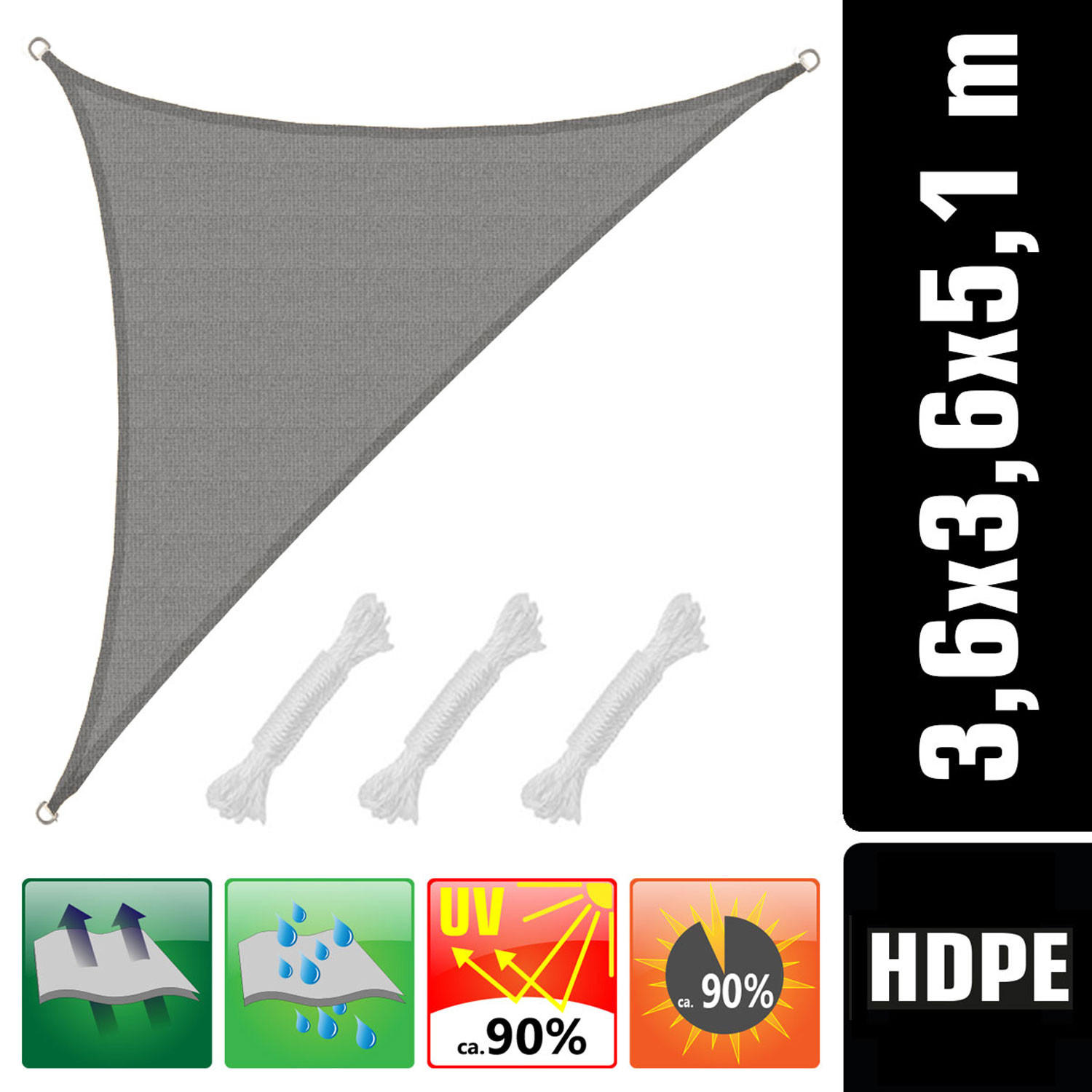 SONNENSEGEL Luftdurchlässig 510/360 cm Beige - Grau, Kunststoff (360/510cm) - Amanka