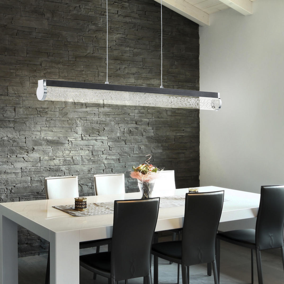 LED HÄNGELEUCHTE Trevelo Schwarz - Schwarz, Glas (76.5/8/110cm)