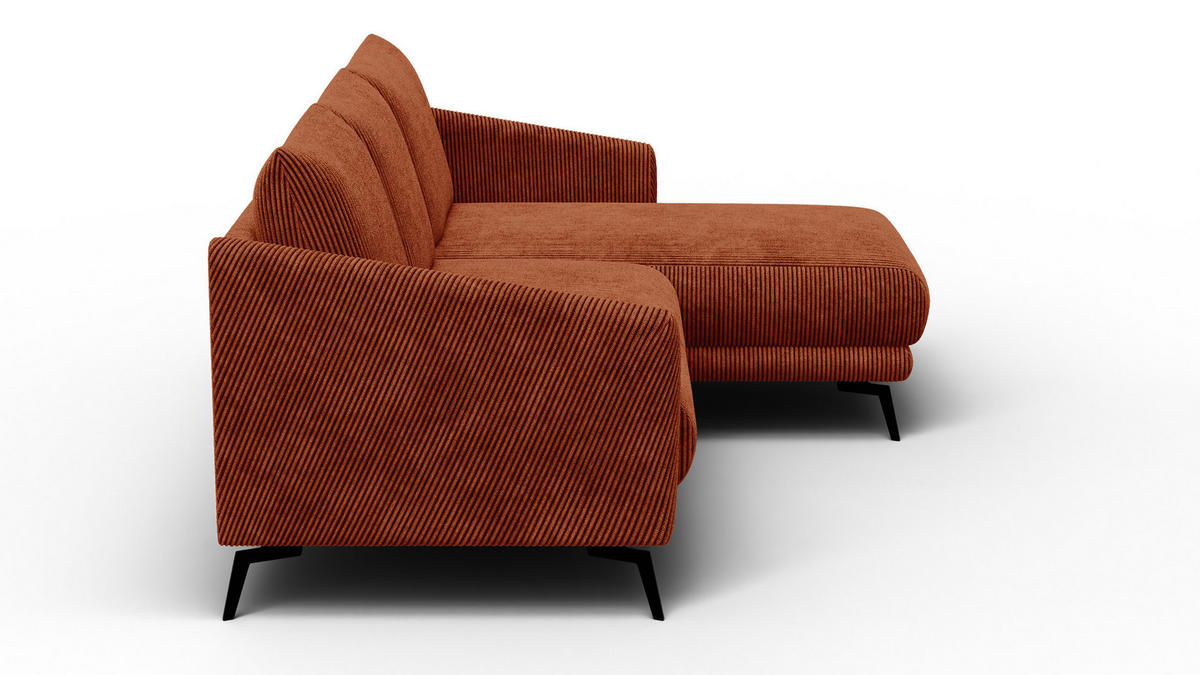 ECKSOFA VILT 3-Sitzer, orange - Schwarz/Orange, Holzwerkstoff/Textil (221/156cm) - Courtois Laville