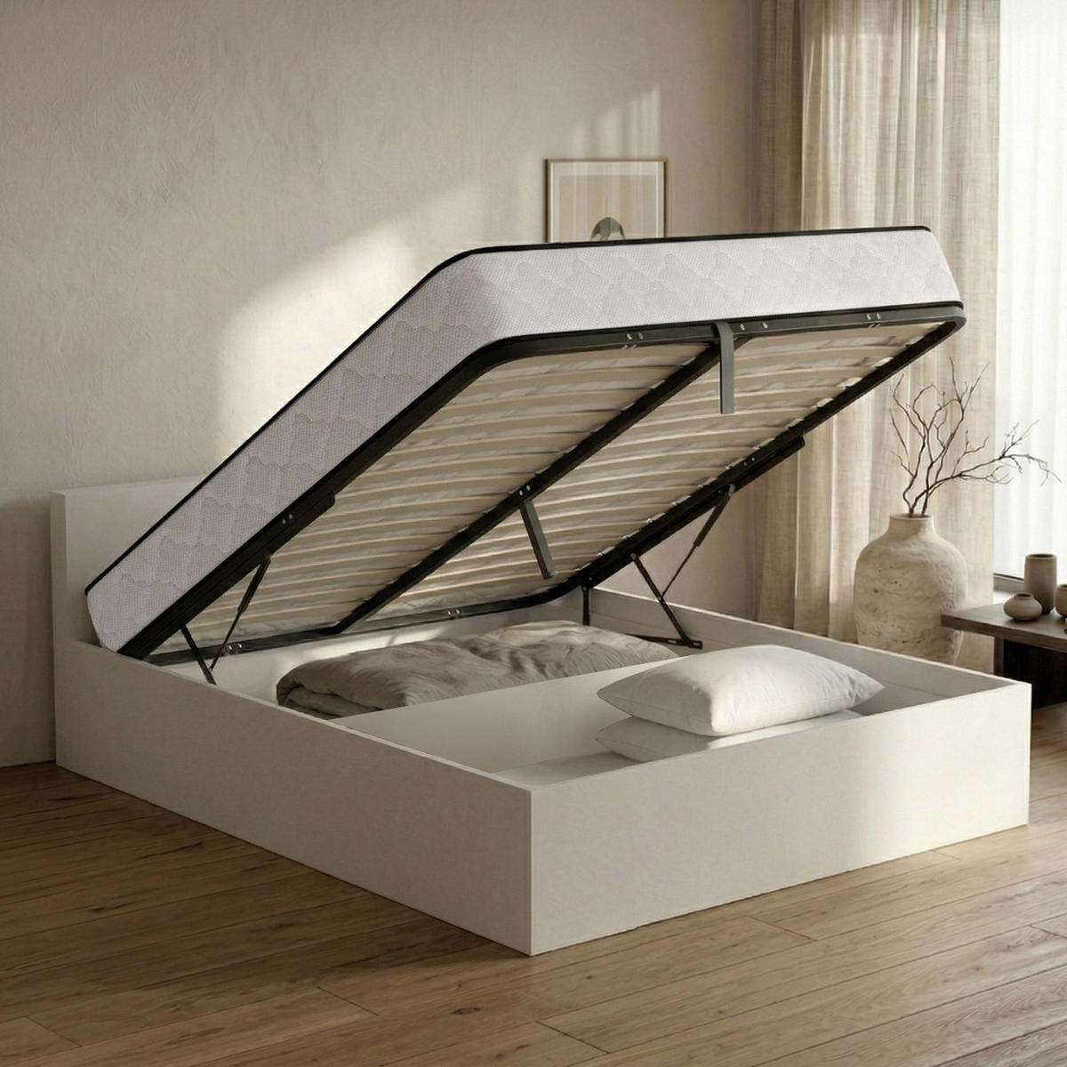 LATTENROST 160x200 cm - Schwarz, Holz/Metall (160/200cm) - Akord