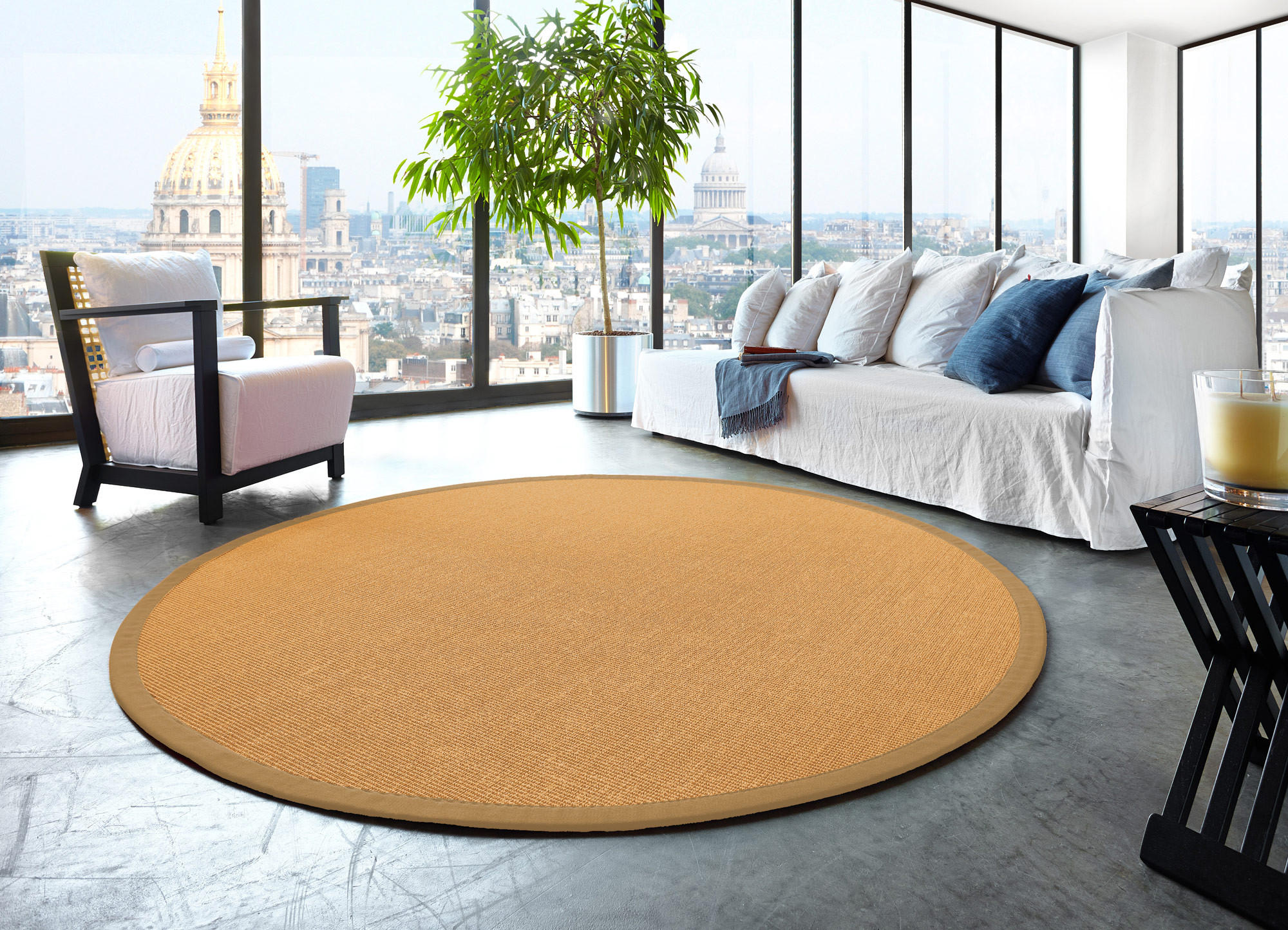 TEPPICH Sisal Manaus cognac/beige Rund 200cm - Cognac, Textil (200/200cm) - Astra