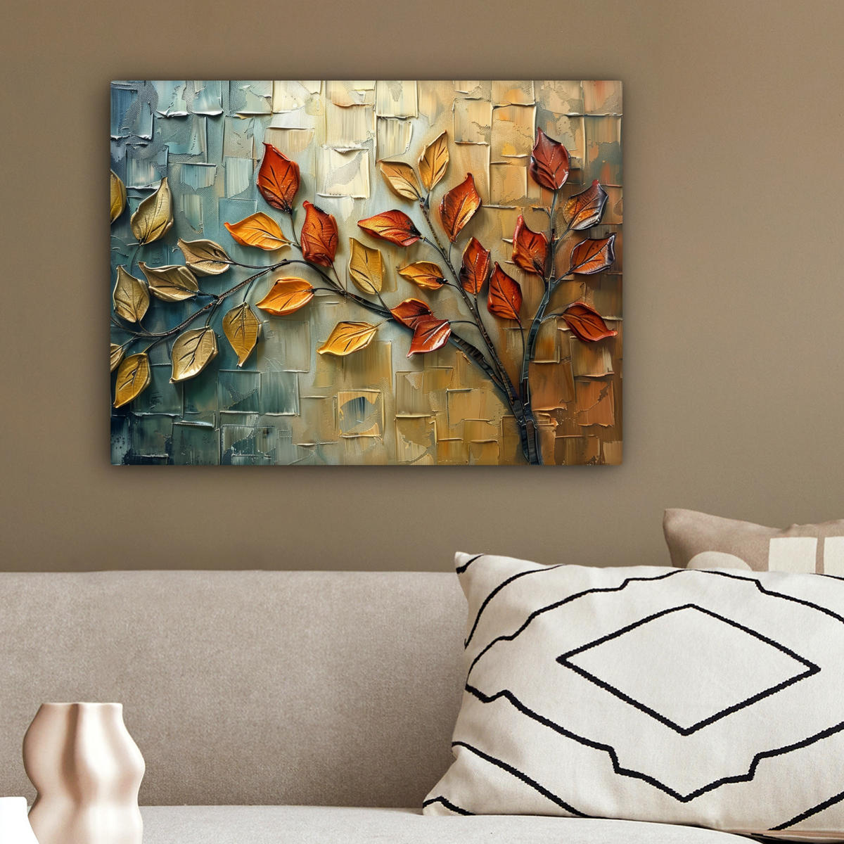 LEINWANDBILD Baum - Abstrakt - Natur - Kunst 40x30 cm - Goldfarben, Textil (40/30cm) - MuchoWow