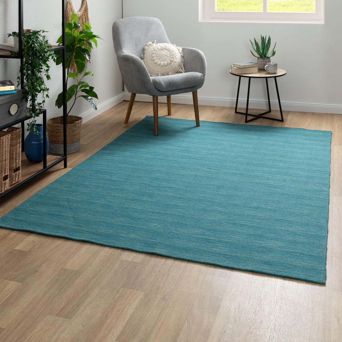 HANDWEBTEPPICH 160/230 cm Delhi - Türkis, Naturmaterialien (160/230cm) - Steffensmeier