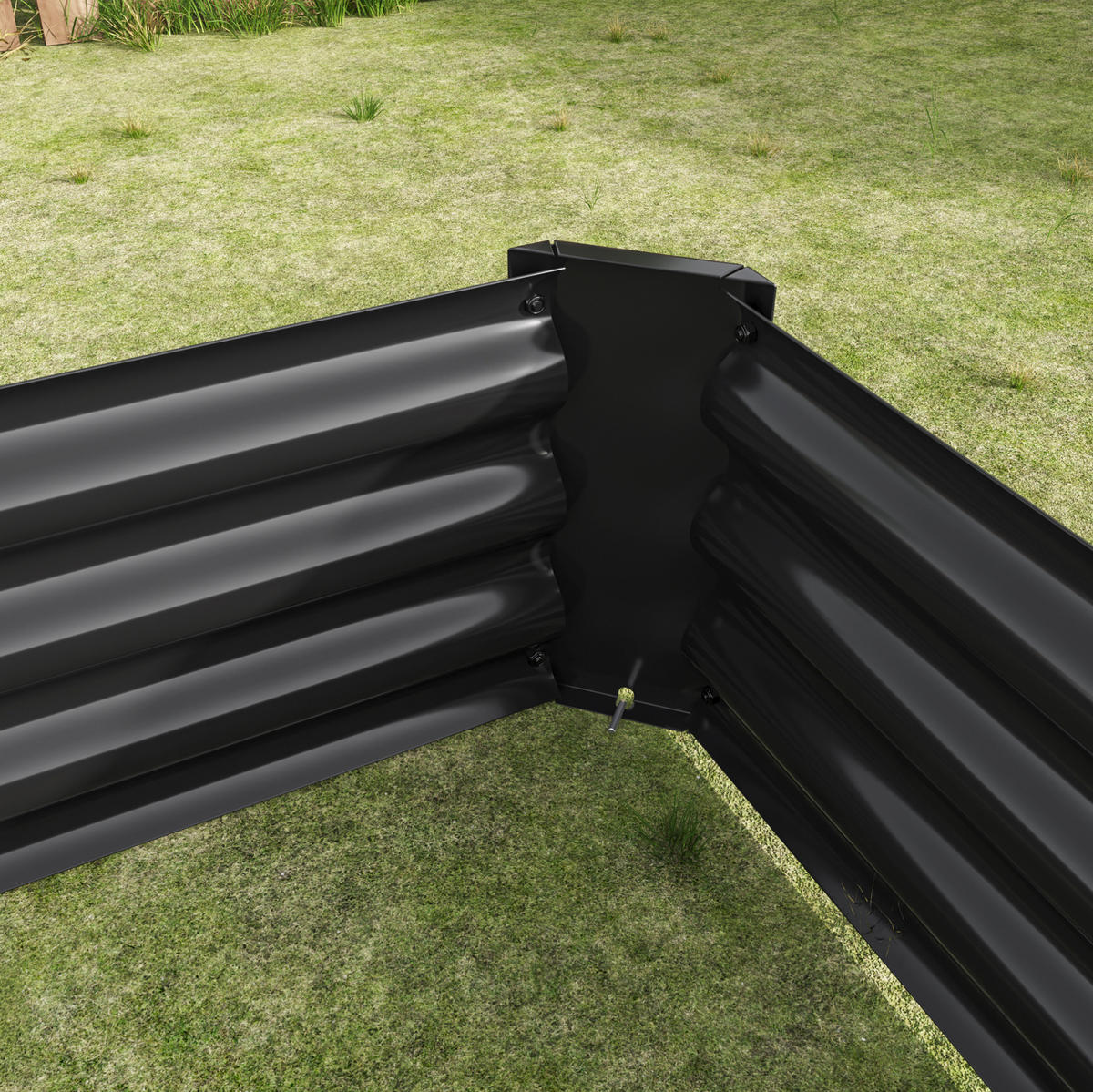 BLUMENKASTEN aus Metall 180x99x30 cm in Schwarz mit offener Basis - Schwarz, Metall (90/30/180cm) - Modfu