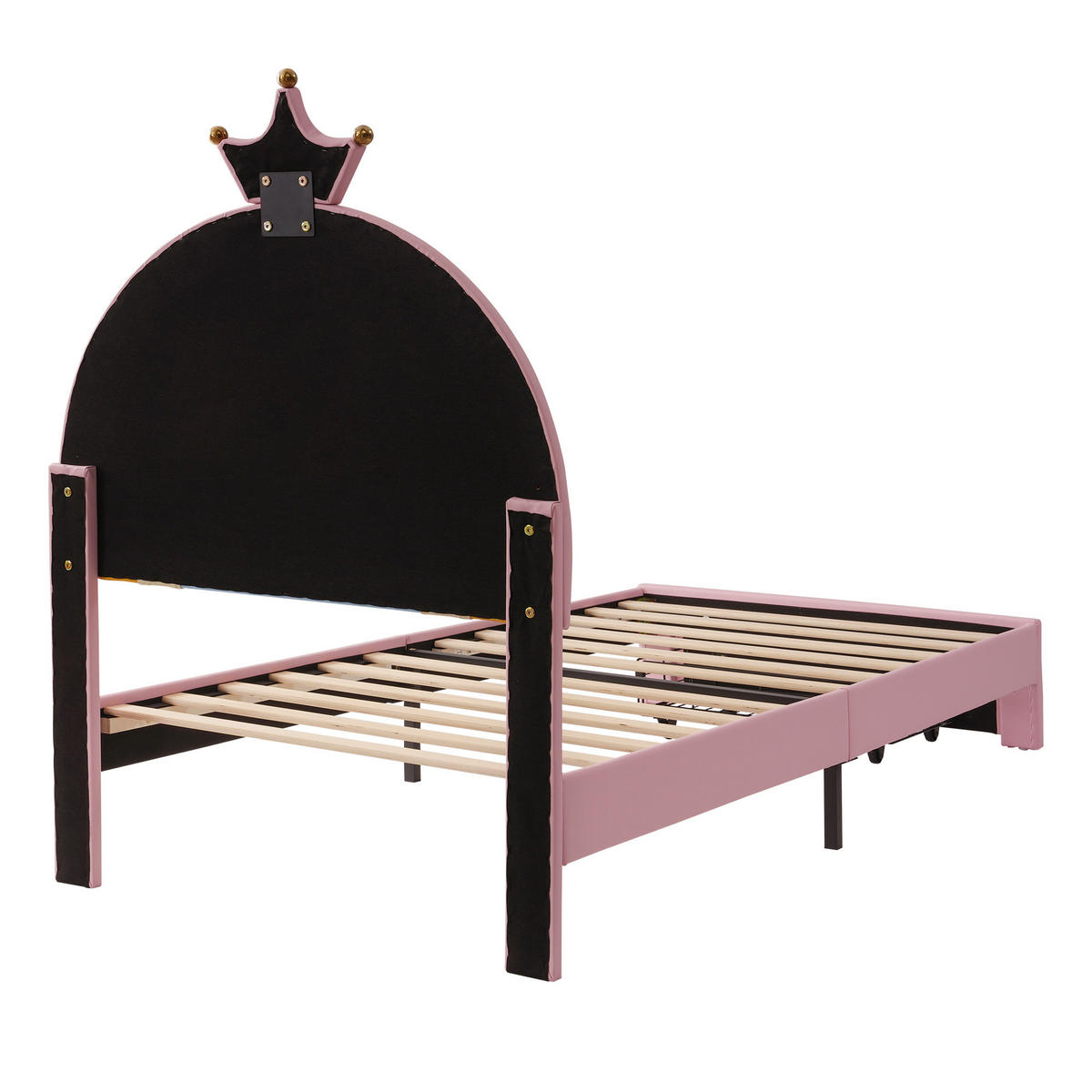 KINDERBETT 90/200 cm mit Regenbogen-Kopfteil und Schublade, DE-41743, in Rosa - Pink, Holz (90/200cm) - ComfortXL