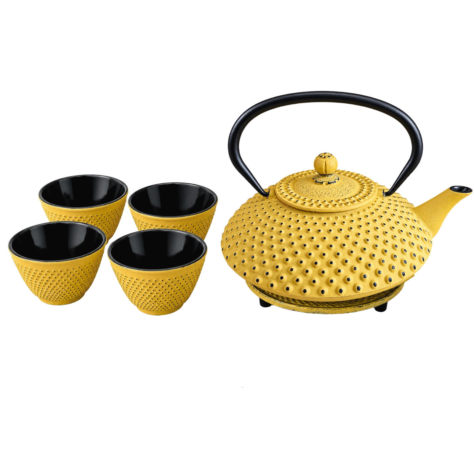 TEEKESSEL Gusseisen mit Sieb Tsuko Gelb 1,25 l 20/20/16,5 cm - Gelb, Metall (20/20cm) - AROMELIO
