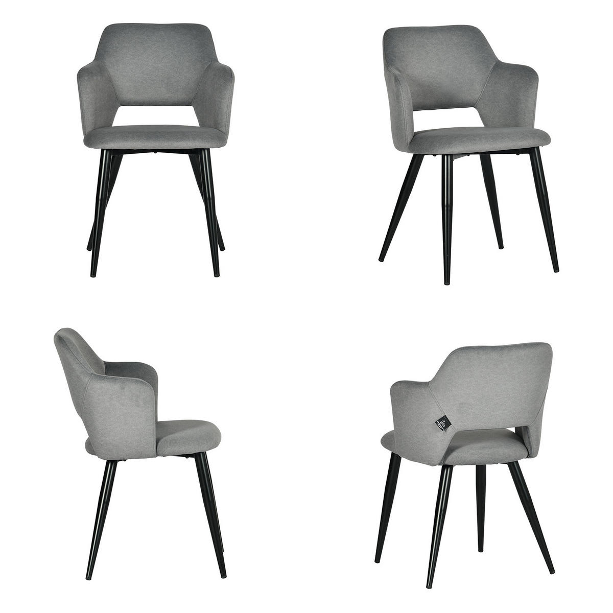 ESSZIMMERSTUHL 2er Set Haustierfreundlich in Grau - Grau, Textil/Metall (48/78.5/43cm) - Meubles Cosy