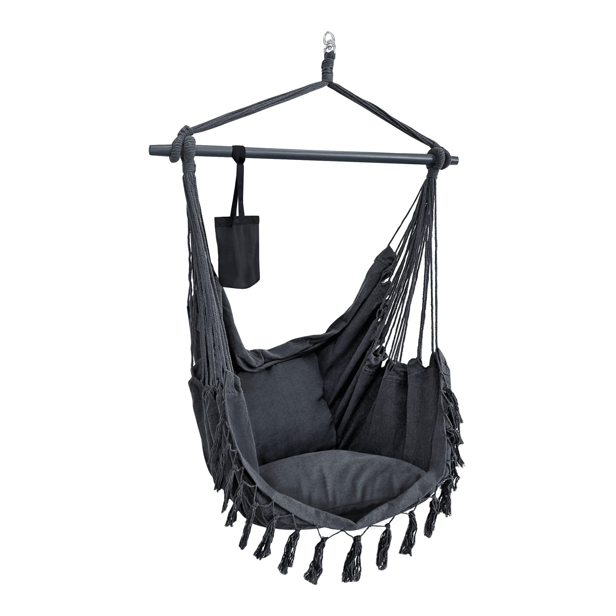 HÄNGESESSEL Aranga - Dunkelgrau, Textil (100/170/50cm) - [en.casa]