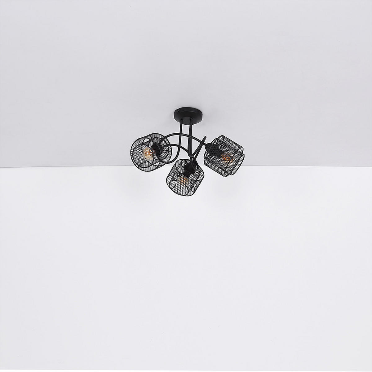 DECKENLEUCHTE Metall Gitteroptik Schwarz - Schwarz, Metall (46/46/27.5cm) - Globo Lighting